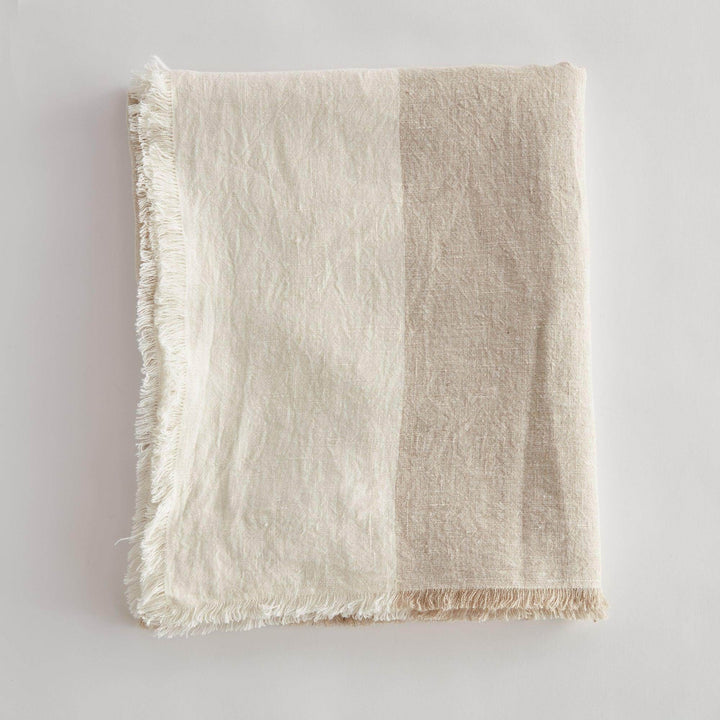 European Linen Throw Blanket, Flax And Ivory “ 60X50 - Delamere Design