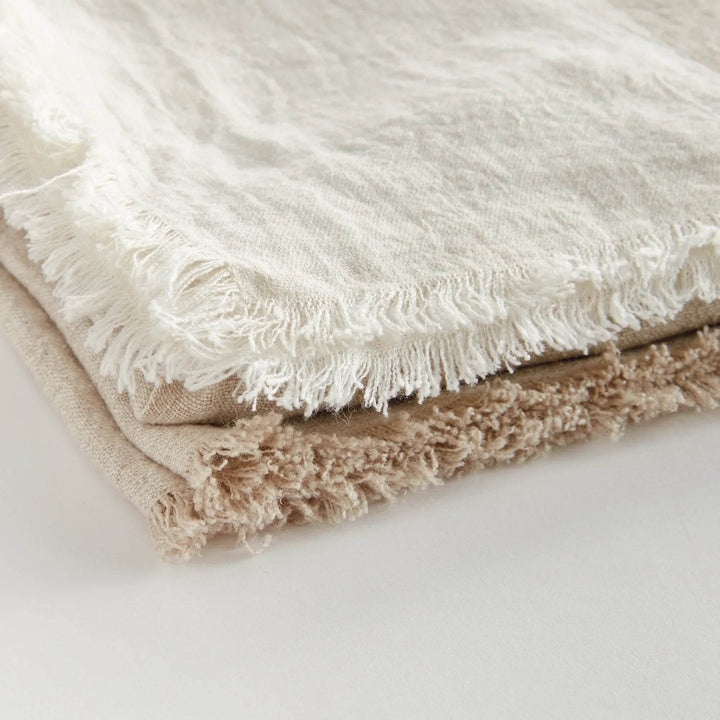 European Linen Throw Blanket, Flax And Ivory “ 60X50 - Delamere Design