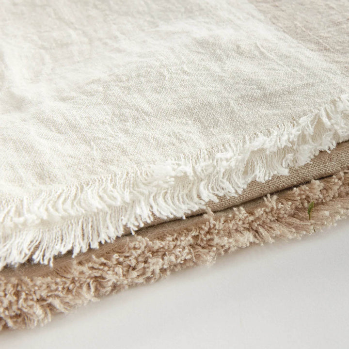 European Linen Throw Blanket, Flax And Ivory “ 60X50 - Delamere Design