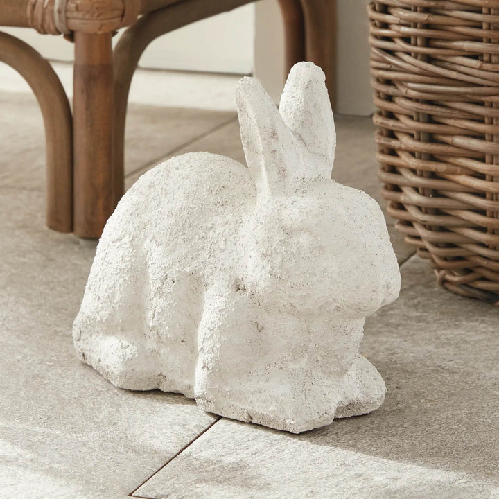 Large Weathered Garden Rabbit - Limestone Finish Terracotta - Delamere Design