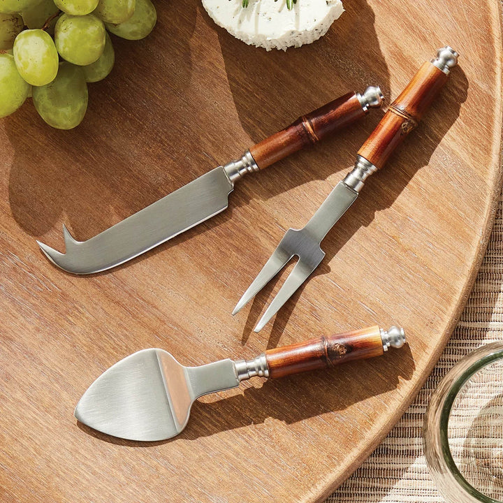 Bamboo Handle Cheese Knives Set of 4 - Elegant & Functional