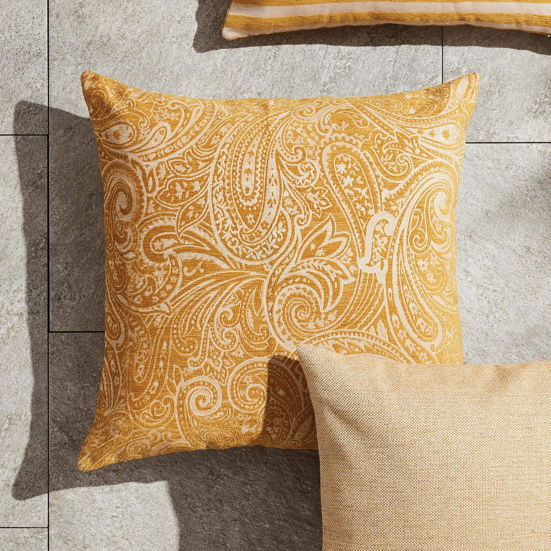 Luxury Golden Jacquard Indoor-Outdoor Pillow, 24"