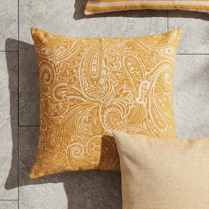Luxury Golden Jacquard Indoor-Outdoor Pillow, 24"