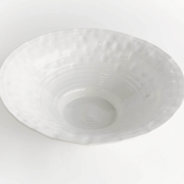 Large Handmade Tuscan Decorative Bowl - White Ceramic