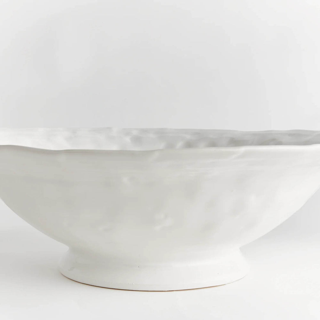 Large Handmade Tuscan Decorative Bowl - White Ceramic