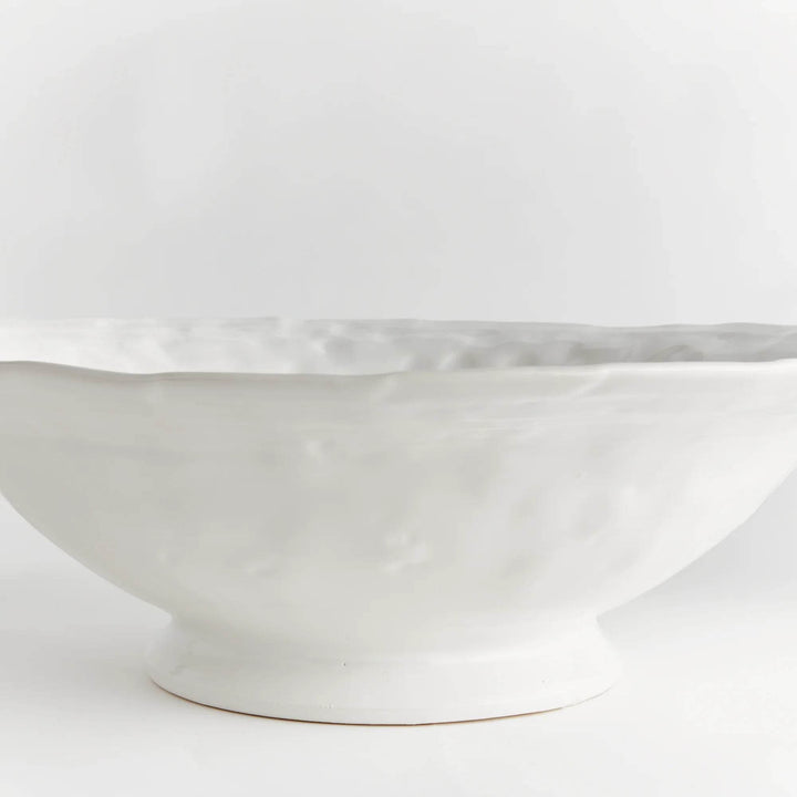 Large Handmade Tuscan Decorative Bowl - White Ceramic