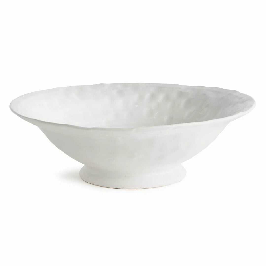 Large Handmade Tuscan Decorative Bowl - White Ceramic