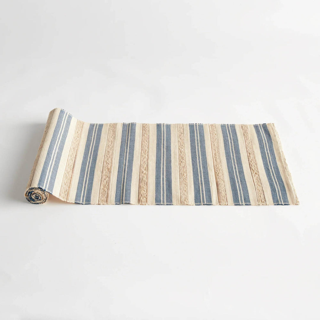 Handwoven Striped Table Runner for Rustic & Coastal Décor