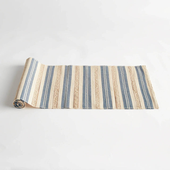 Handwoven Striped Table Runner for Rustic & Coastal Décor