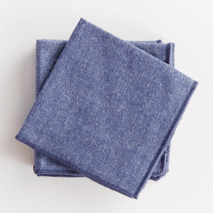 Designer Navy Blue Cotton Cocktail Napkins - Set of 4