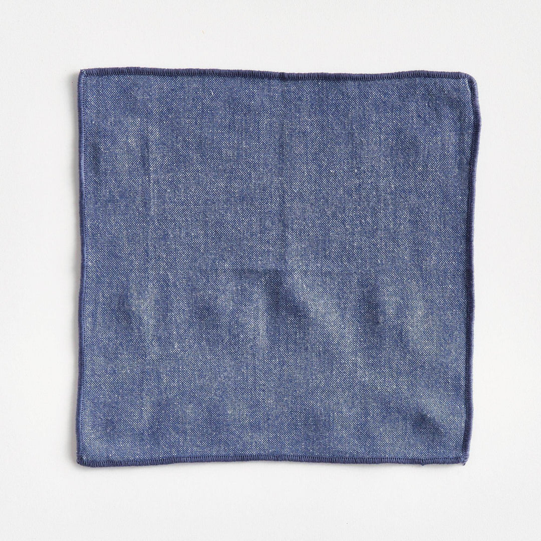 Designer Navy Blue Cotton Cocktail Napkins - Set of 4