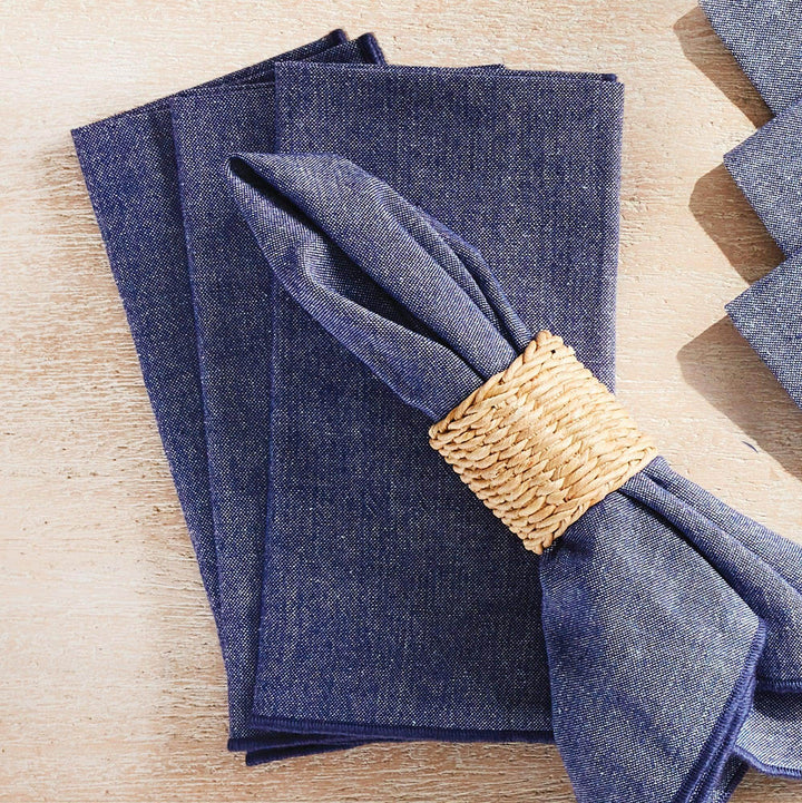Classic Navy Blue Cotton Dinner Napkins - Set Of 4 - Delamere Design