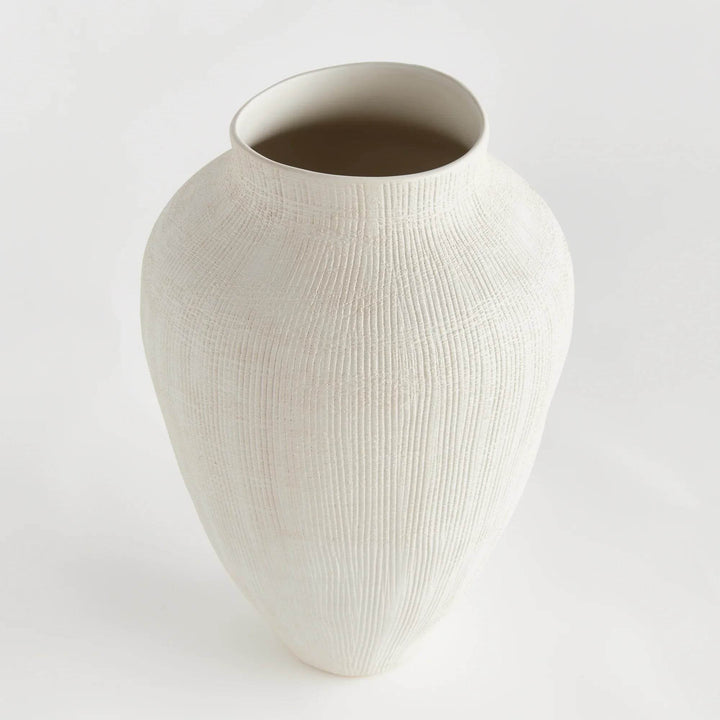 Large Matte White Coastal Ceramic Vase - Modern Home Décor