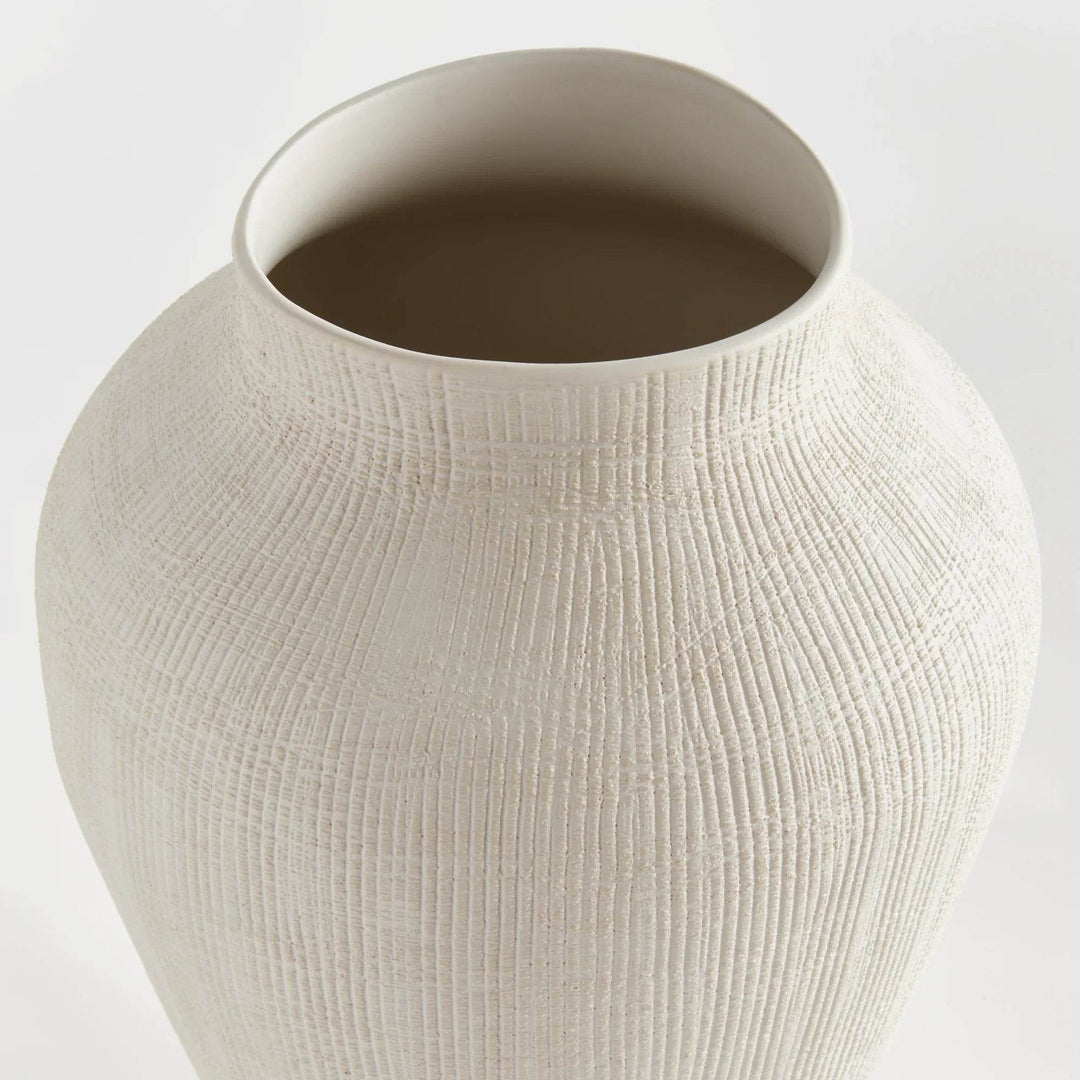 Large Matte White Coastal Ceramic Vase - Modern Home Décor