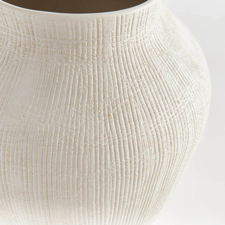 Large Matte White Coastal Ceramic Vase - Modern Home Décor