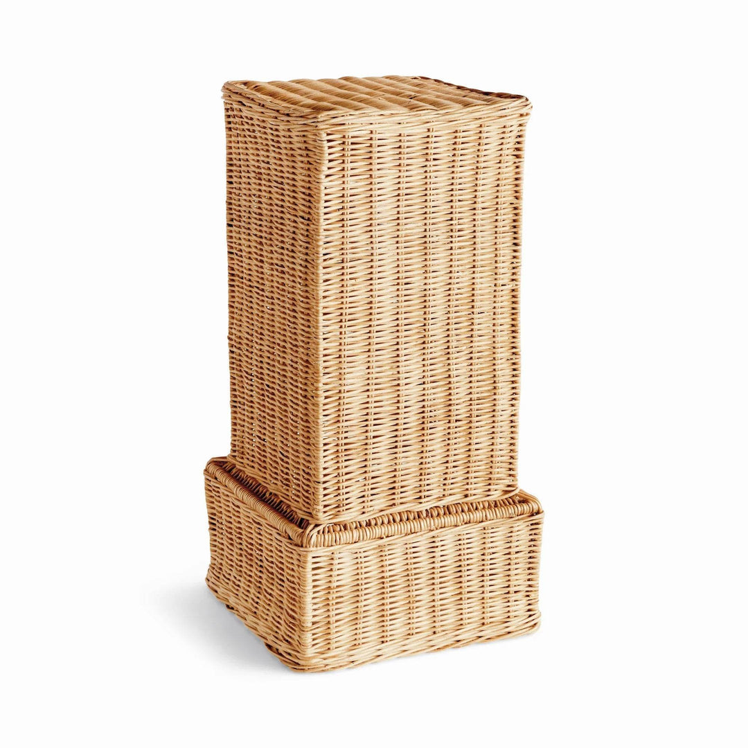 Short Natural Rattan Boho Coastal Pedestal Stand - Delamere Design
