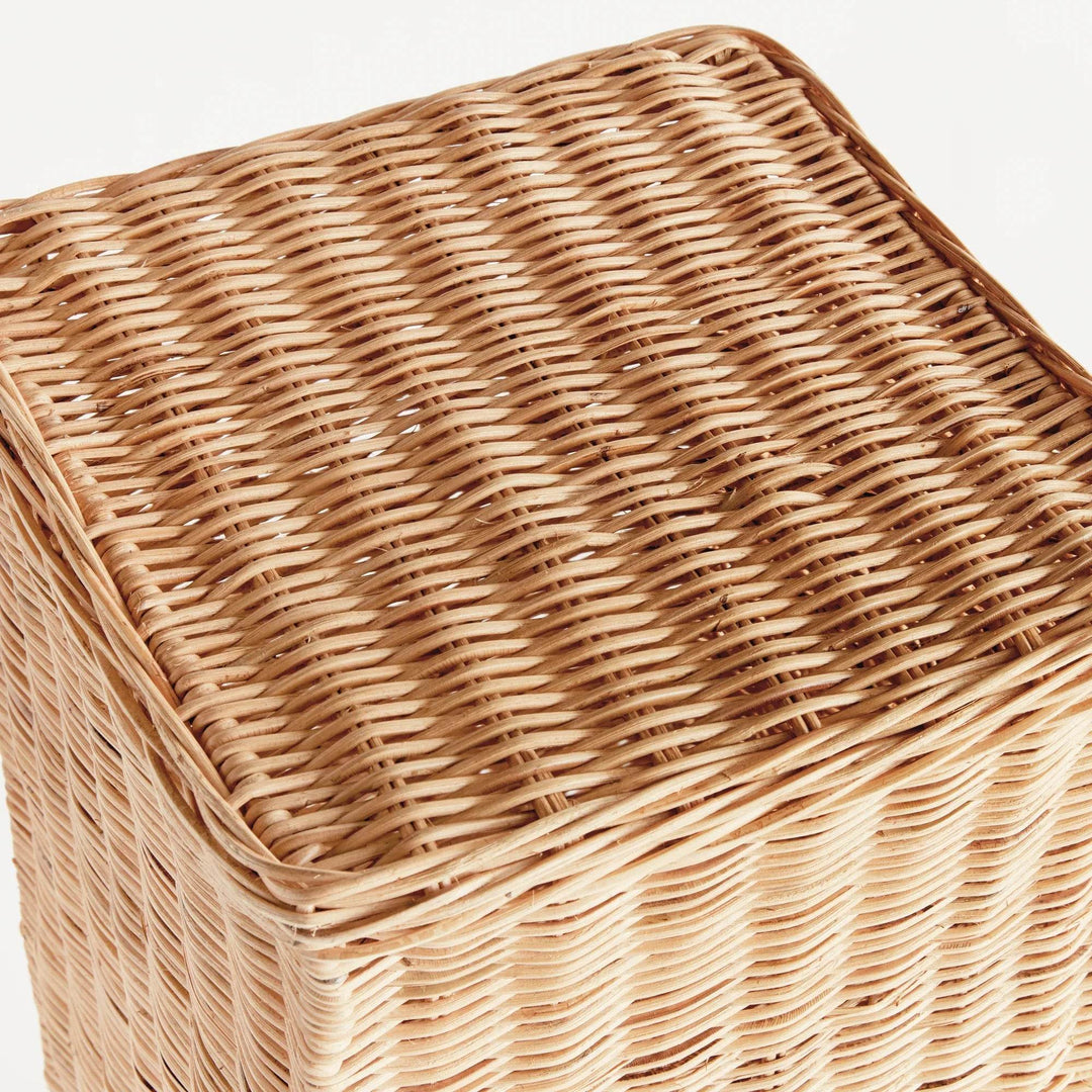 Short Natural Rattan Boho Coastal Pedestal Stand
