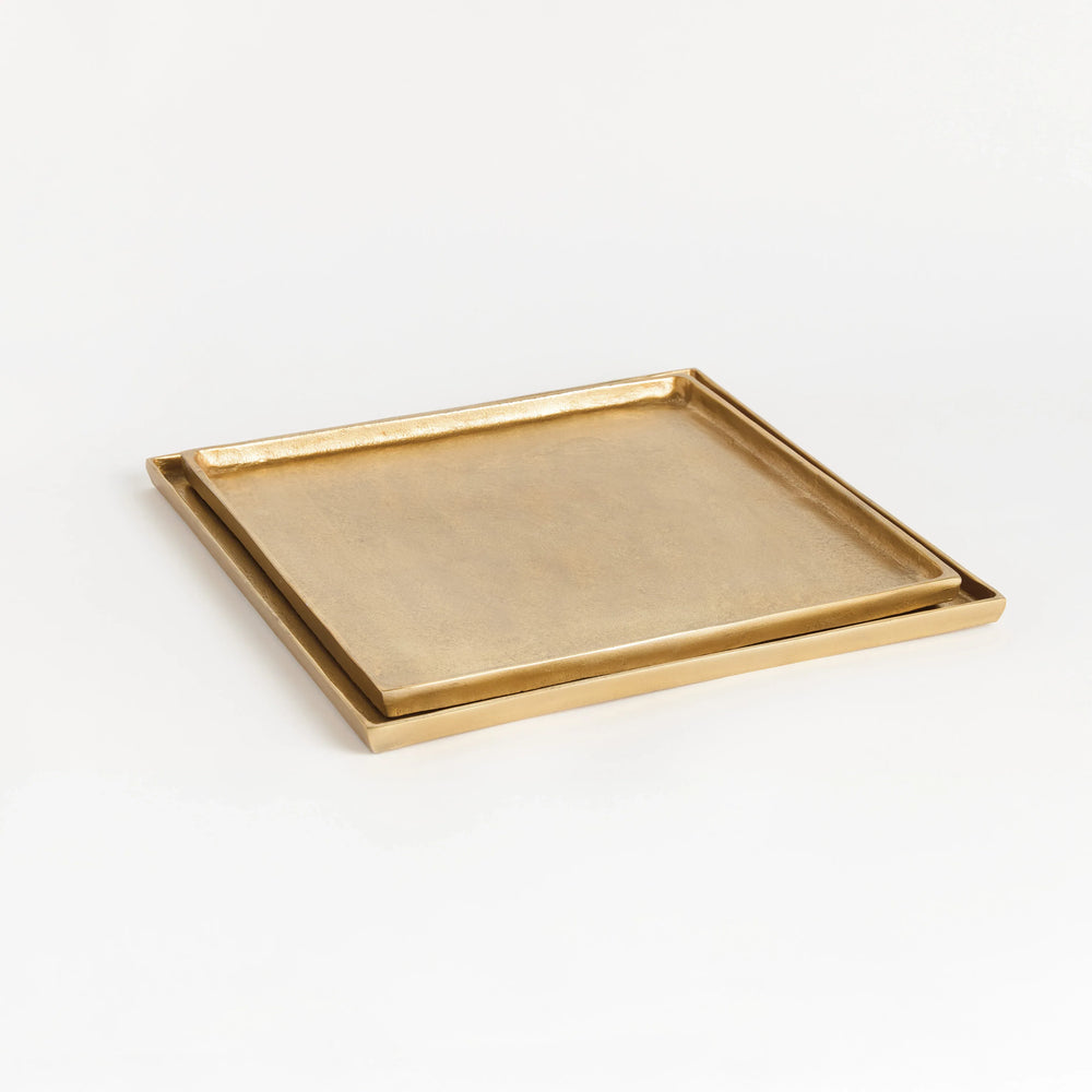 Brett Square Decorative Trays, Set Of 2 – Modern Organic