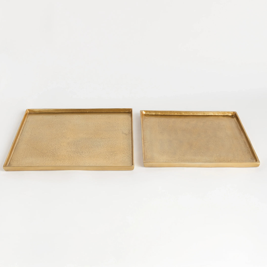 Brett Square Decorative Trays, Set Of 2 – Modern Organic