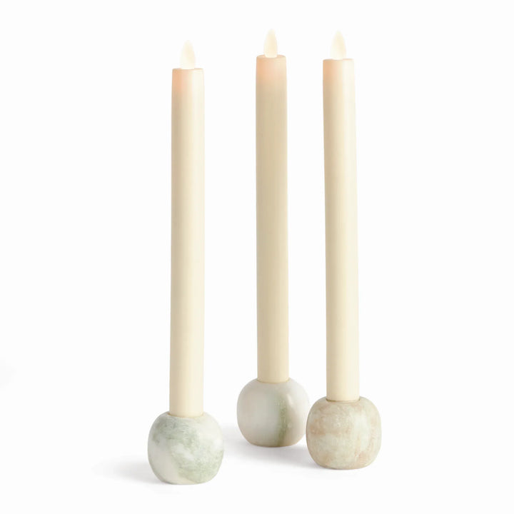 Jocelyn Marble Taper Holders, Set Of 3 – Modern Organic