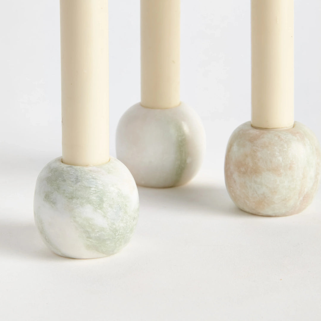 Jocelyn Marble Taper Holders, Set Of 3 – Modern Organic