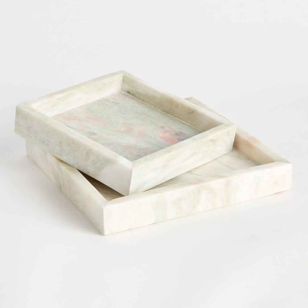 Johanna Square Marble Trays Small, Set Of 2 – Modern Organic