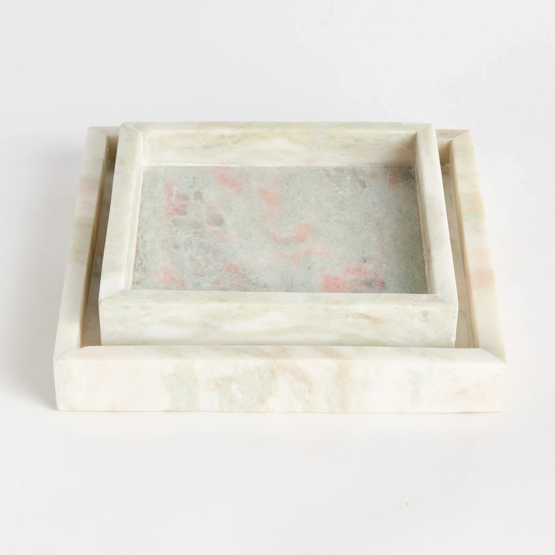 Johanna Square Marble Trays Small, Set Of 2 – Modern Organic