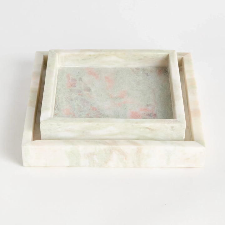 Johanna Square Marble Trays Small, Set Of 2 – Modern Organic