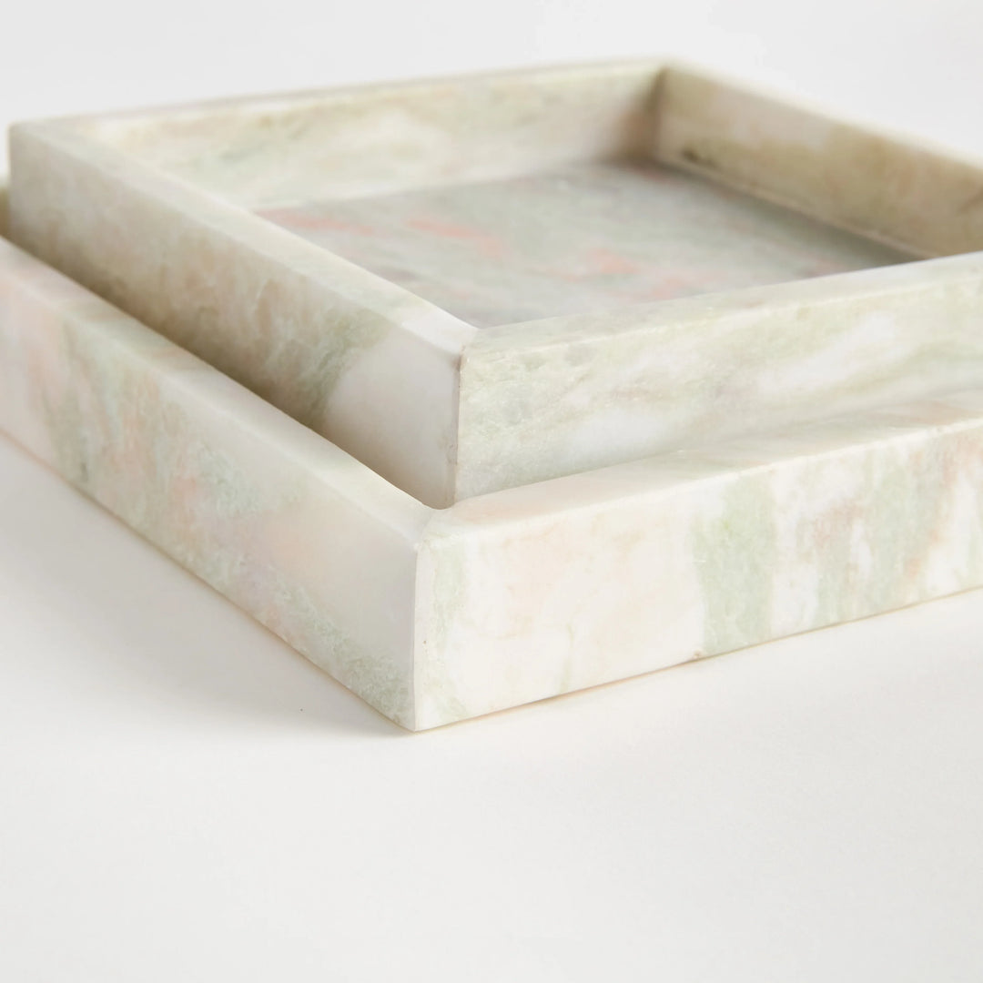 Johanna Square Marble Trays Small, Set Of 2 – Modern Organic