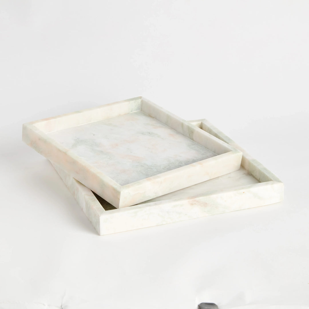 Johanna Square Marble Trays Large, Set Of 2 – Modern Organic