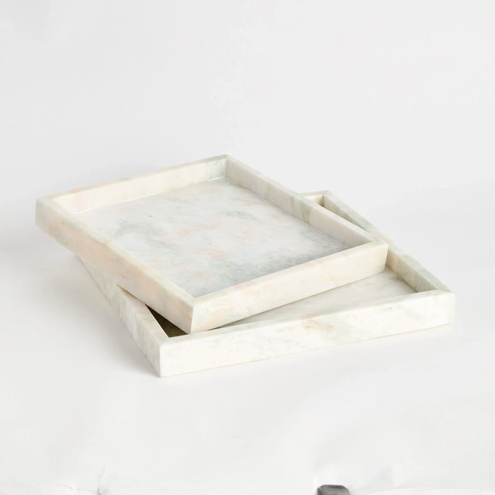 Johanna Square Marble Trays Large, Set Of 2 – Modern Organic