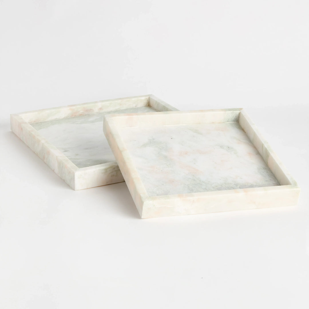 Johanna Square Marble Trays Large, Set Of 2 – Modern Organic