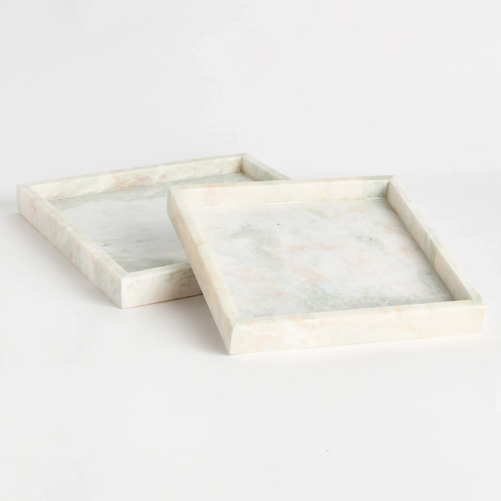 Johanna Square Marble Trays Large, Set Of 2 – Modern Organic