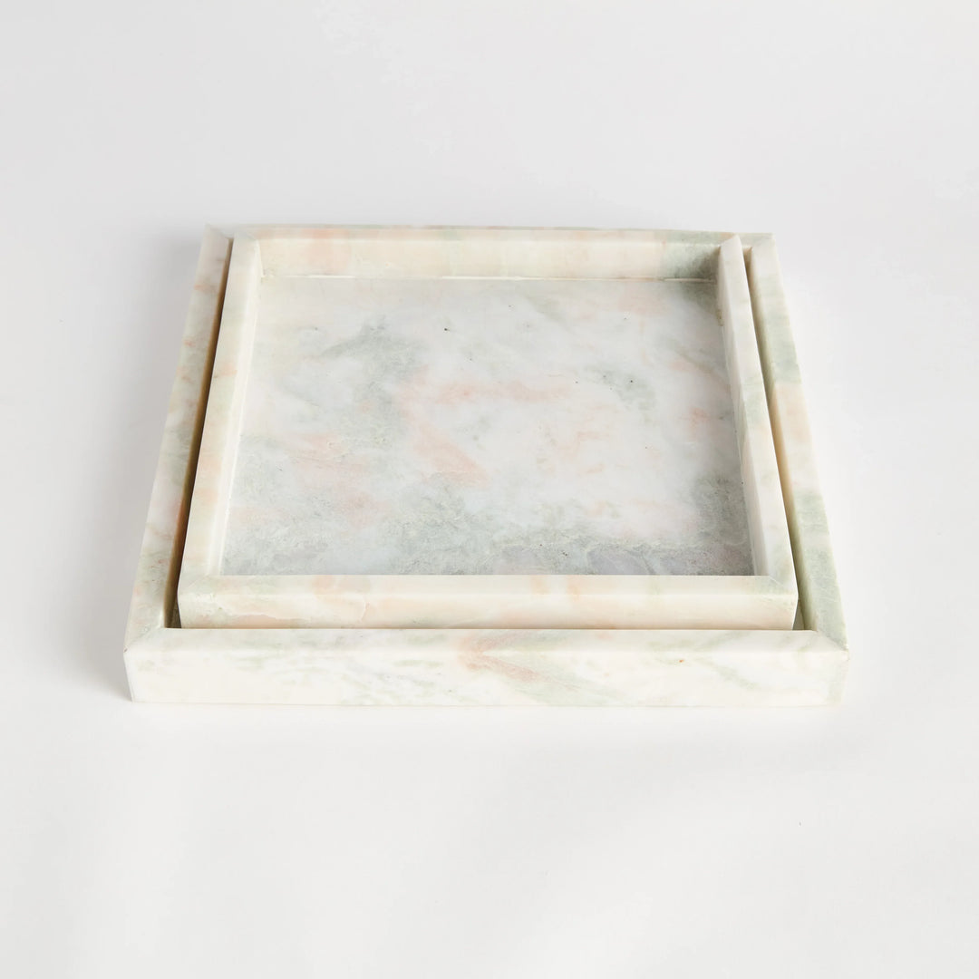Johanna Square Marble Trays Large, Set Of 2 – Modern Organic