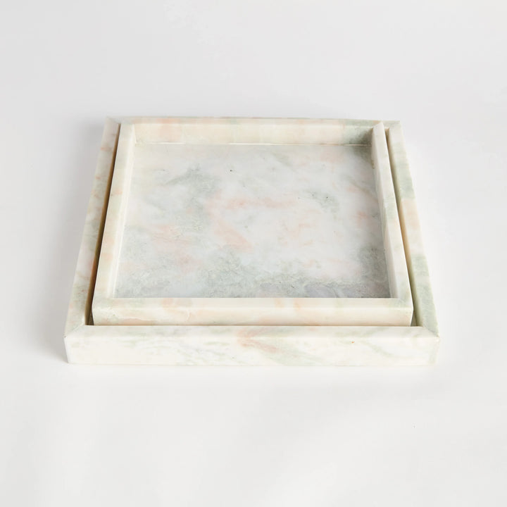 Johanna Square Marble Trays Large, Set Of 2 – Modern Organic