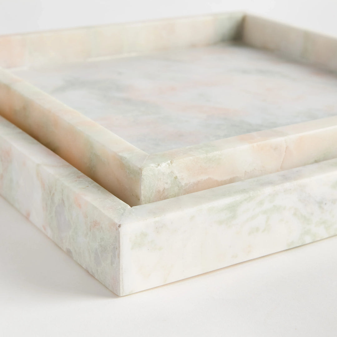 Johanna Square Marble Trays Large, Set Of 2 – Modern Organic