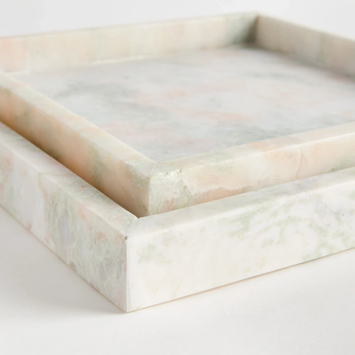 Johanna Square Marble Trays Large, Set Of 2 – Modern Organic