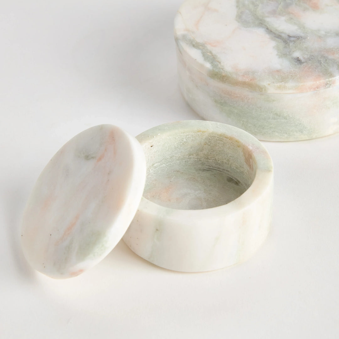 Johanna Marble Round Lidded Boxes, Set Of 2 – Modern Organic