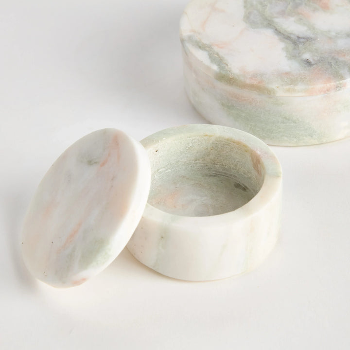 Johanna Marble Round Lidded Boxes, Set Of 2 – Modern Organic