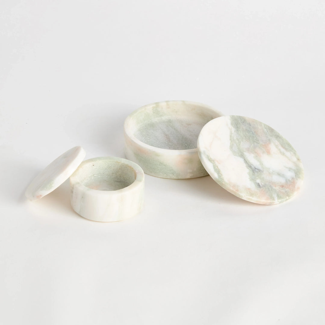 Johanna Marble Round Lidded Boxes, Set Of 2 – Modern Organic