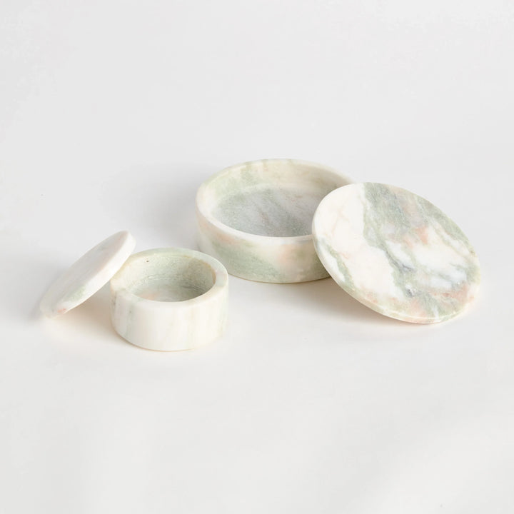 Johanna Marble Round Lidded Boxes, Set Of 2 – Modern Organic