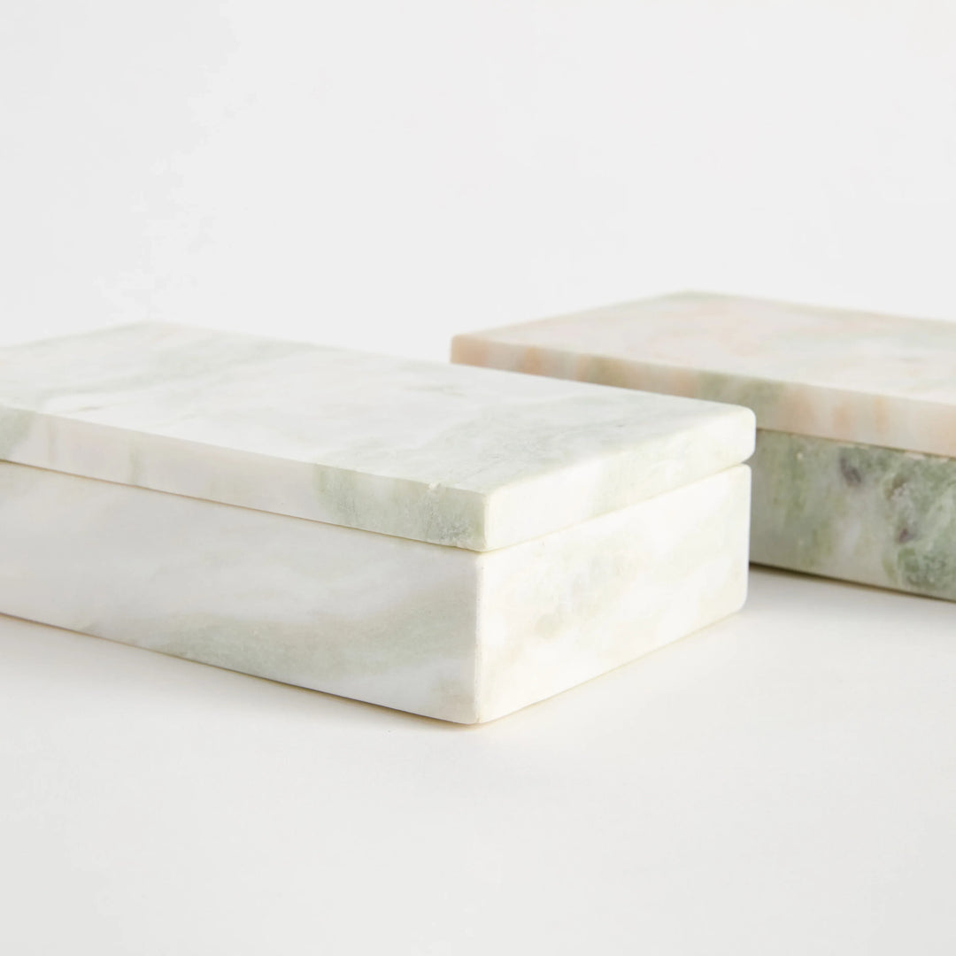 Johanna Marble Lidded Boxes, Set Of 2 – Modern Organic