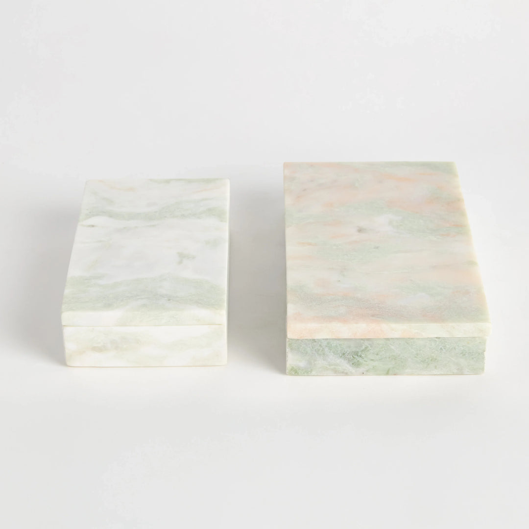 Johanna Marble Lidded Boxes, Set Of 2 – Modern Organic
