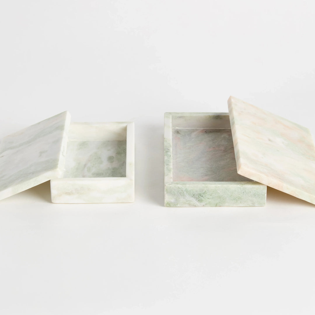 Johanna Marble Lidded Boxes, Set Of 2 – Modern Organic