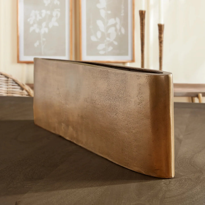 Narrow Vase in Antique Brass