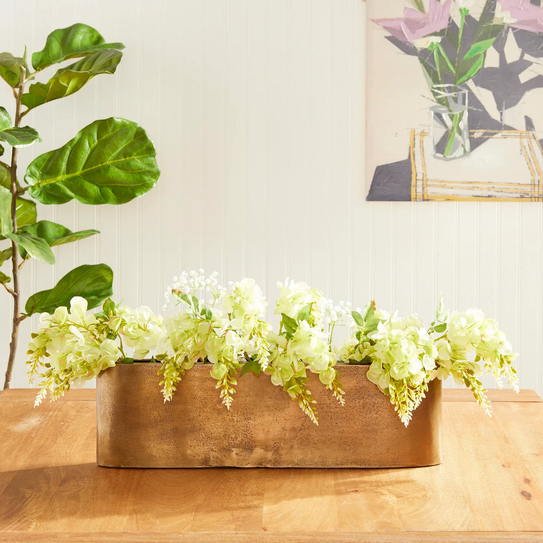 Narrow Vase in Antique Brass