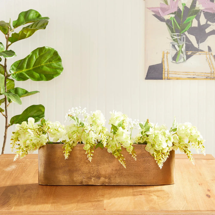 Narrow Vase in Antique Brass