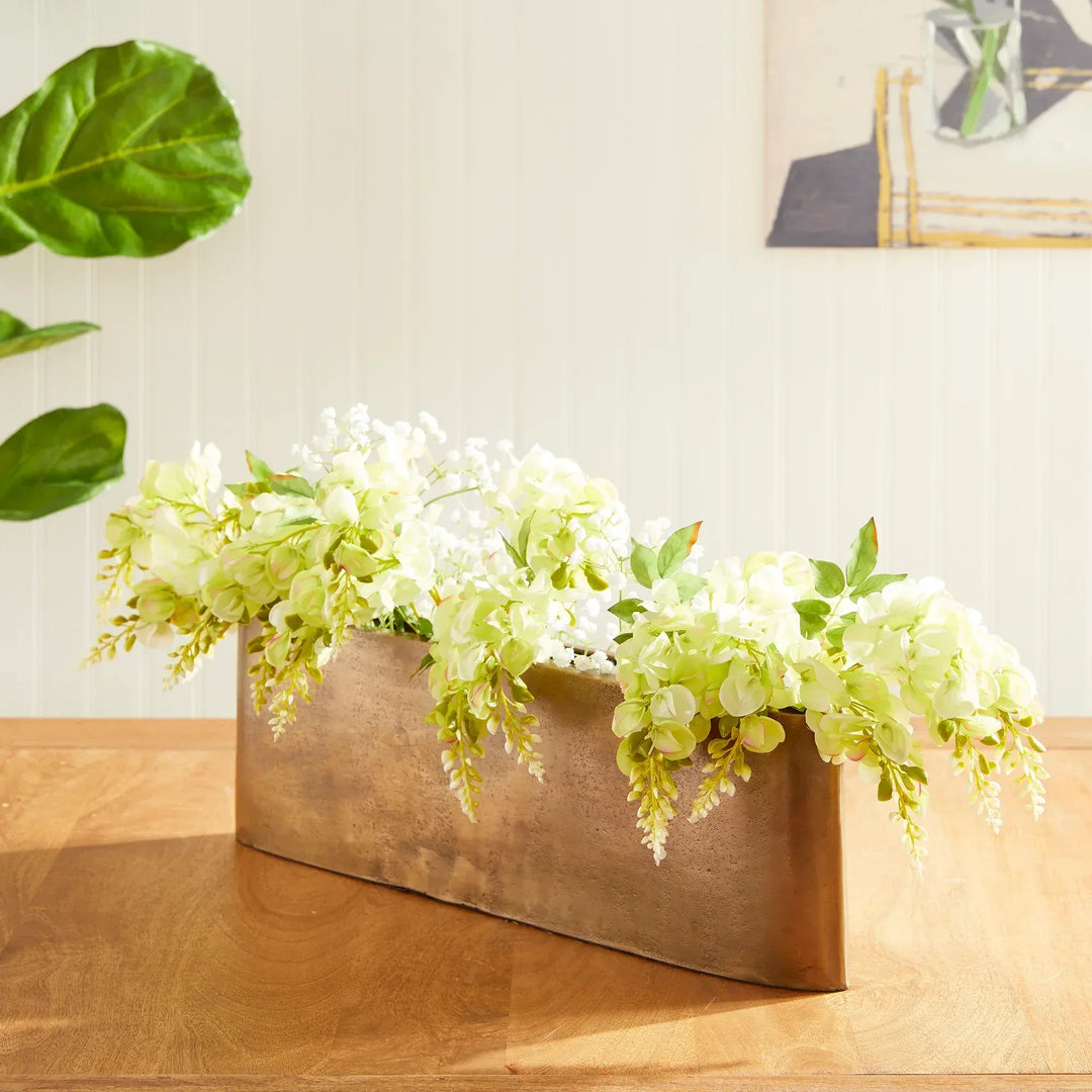 Narrow Vase in Antique Brass