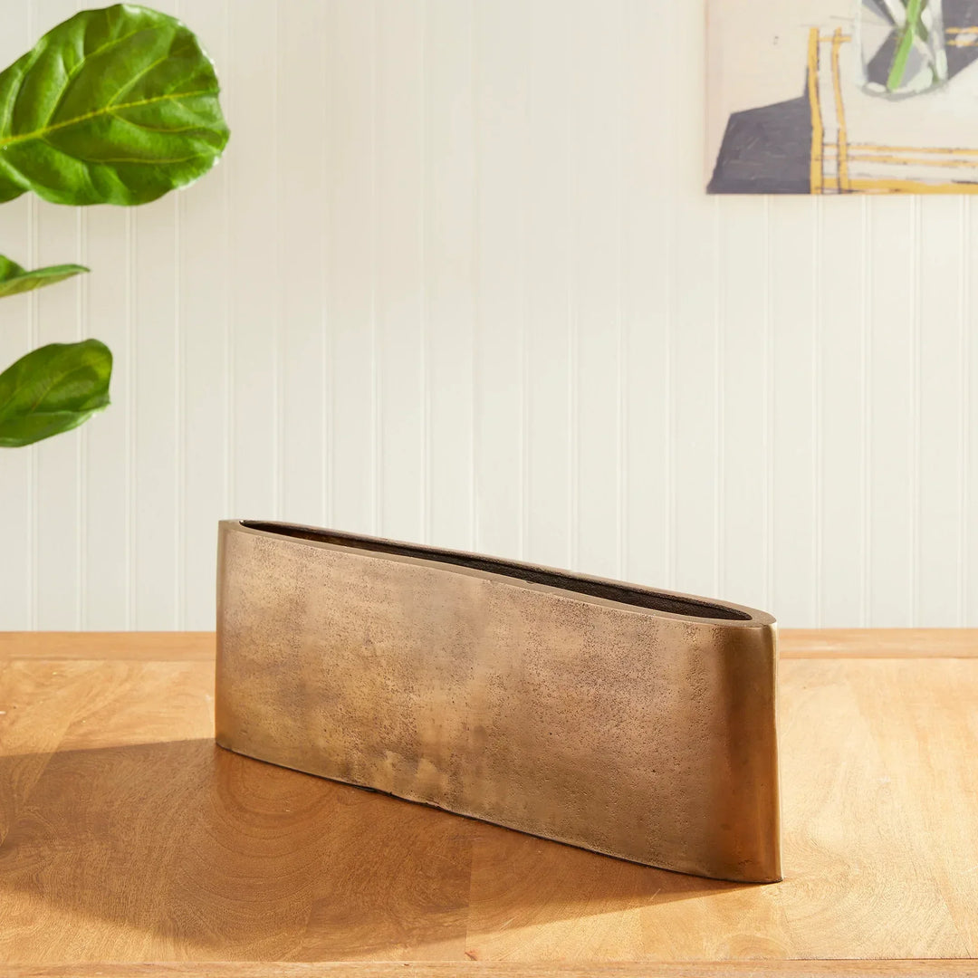 Narrow Vase in Antique Brass