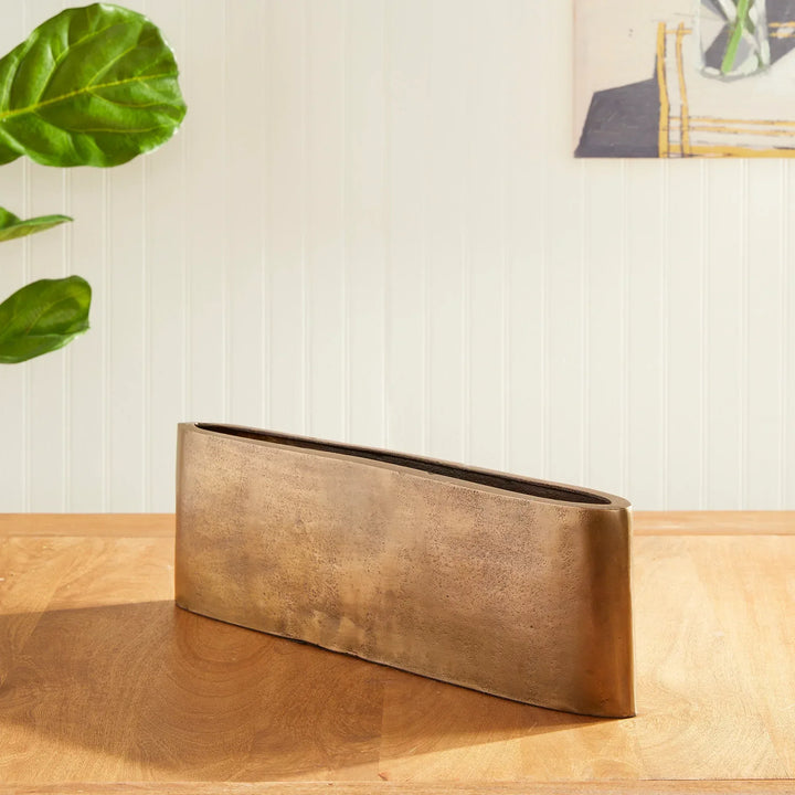 Narrow Vase in Antique Brass
